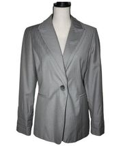Signature by Larry Levine 8 Women's Blazer Double Gray Teal Stripes One Button