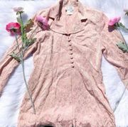 Hugo Buscati  80s Pale Pink Long Shirt Floral Top