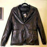S Black Faux Leather Jacket