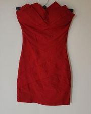 Strapless red dress