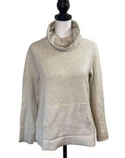 LOFT Women's Cowl Neck Sweater Pullover Long Sleeve Ribbed Beige Size Petite SP