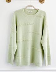 Green Textured Print Oversized Sweater