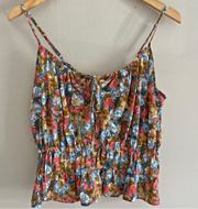 Entro Boutique floral spaghetti strap boho cami cropped top