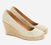 J. Crew Seville Espadrille Wedge 9.5 Metallic Gold Canvas Jute