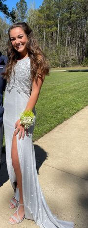 Silver Sequin Prom Dress