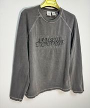 Stone Washed Vintage Sweatshirt with 3d Studded hole Logo A|X