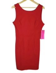 NWT  "Fire" Red Scuba Crepe Sheath Dress