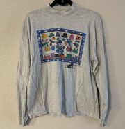 Vintage Snowman Graphic Cute Cozy Holiday Mock Neck Long Sleeve size large