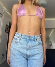 vintage pink sparkly iridescent triangle bikini top