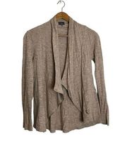 Market & Spruce (Stitch Fix) Ivory/Tan/Cream Heather Moto Zip Knit Cardigan