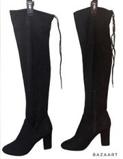 The Call It Spring a suede over-the-knee 3” block heel black boot. Size 8.5