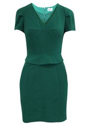 Reiss Marcia Peplum V-neck Dress, Green, Size 4