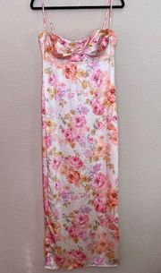 HOUSE OF CB 'Josefina' Ivory Floral Maxi Dress NWOT size L Plus Cup