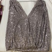 NWT EM & ELLE Fete Sequins Tank Silver