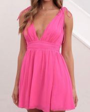 Ysabel Chiffon Dress in Hot Pink