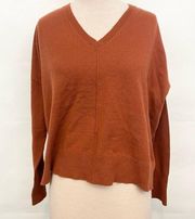 Burnt Orange v neck high low sweater size small