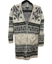MM by My Michelle White Fuzzy Aztec Long Cardigan Sweater