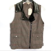 Hem & Thread Plaid Herringbone Vest Size Small