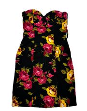 Twenty One Strapless Floral Twill Mini Dress (S)