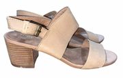 TOMS leather tan block heels size 9