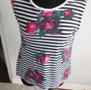 French Connection Jude Flower Stripe Tank - Sz Med.