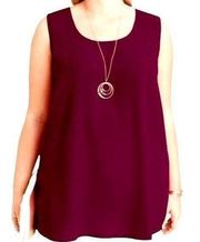 New  Side Slit Tunic Tank Top Sleeveless Blouse Burgundy Size 14W