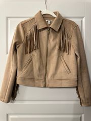 Brown Faux Suede Fringe Jacket