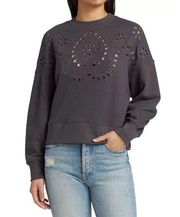 Rails | ‘Alice’ Eyelet Embroidery Crewneck Sweater in Vintage Black