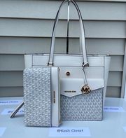 MK Maisie 3 in 1 Large Tote Bag - Lt Cream Multi