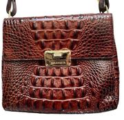 Brahmin Manhattan Brown Embossed Leather Crossbody Small