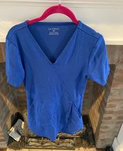 Jaanuu XS Royal Blue V Neck Cross Scrub Top Excellent Condition