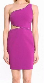 Likely NEW purple studded one shoulder cutout purple bodycon portia dress size 4