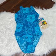 Vintage NWT Catalina Swimsuit One Piece Hawaiian Blue Size 6