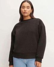 New Everlane Black ReNew Fleece Oversized Crewneck Sweatshirt Small