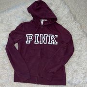 PINK - Victoria's Secret VS Pink Maroon Zip Up Hoodie