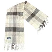 Christian Dior Cashmaire Plaid Cream Brown Fringe Acrylic Scarf