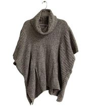 Athleta Donegal Passage oversized wool blend poncho cowl neck gray sweater S/M