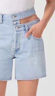 Broken Waistband Blue Denim Jeans Shorts New