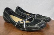 Natural Soul Womens Plantain Flats 9.5 Black Suede Leather Laser Cut Slip On