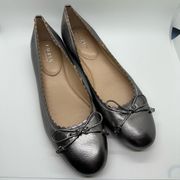 Lauren Ralph Lauren Glennie Leather Ballet Flats Gray Size 10