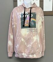 Pink Floyd Blush Pink Bleached Hoodie with Strings and Kangaroo Pocket- Large