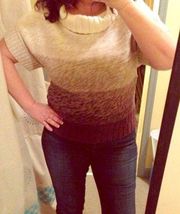 Dress Barn Brown Ombré Loose Knit Short Sleeve Sweater