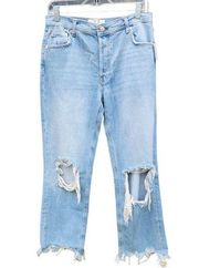 Free People We The Free Maggie Mid-Rise Straight Jeans Destroyed Size 27 NWT