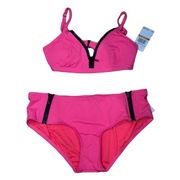 MICHAEL MICHAEL KORS Neon Pink Cruise Zipper Swim Set