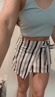 She + Sky Navy Pink And Cream Striped Skirt