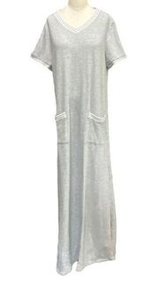 COLDWATER CREEK v neck jersey dress with short sleeves gray size medium