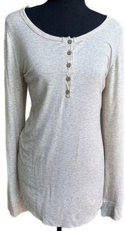 Need You Now 5-Button Henley Top-Oatmeal