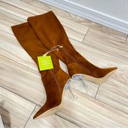 143. Gianni Binni Over the Knee Point toe Clear Heel Fabric Upper Boots Size 6