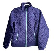 The North Face Quilted Bomber Jacket Women's S Purple /Aqua Full Zip Pockets