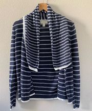 Cynthia Rowley Striped‎ 100% Linen Open Cardigan Sweater